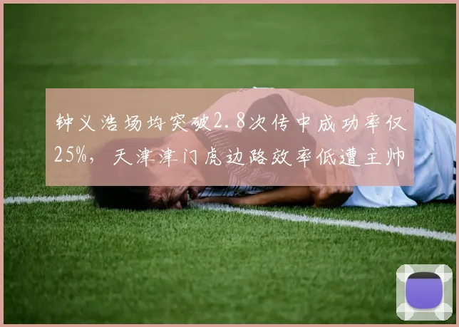 钟义浩场均突破2.8次传中成功率仅25%，天津津门虎边路效率低遭主帅怒斥